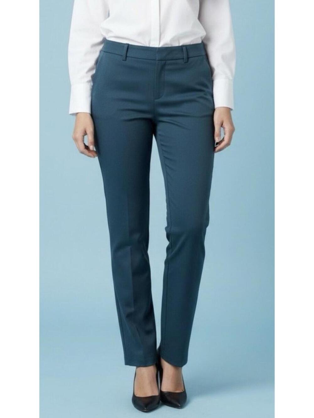 COLDWATER CREEK NWT WOMENS SATEEN SLIM LEG PANT IN TEAL-SIZE 14